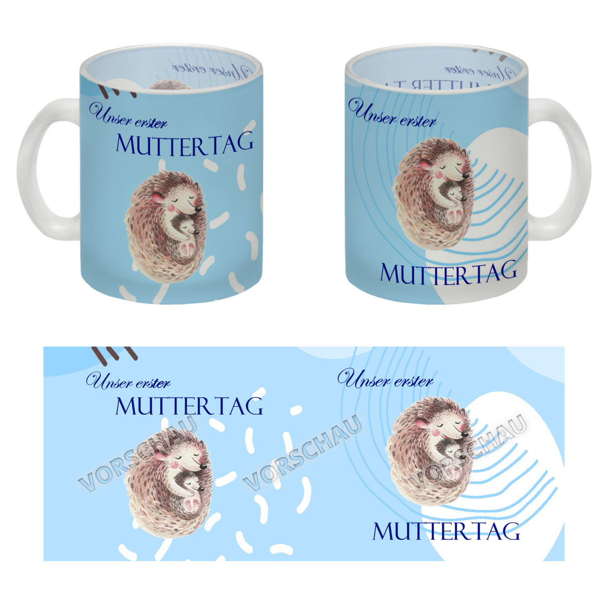 Nilpferd-Kaffeebecher zu ersten Muttertag mit Mama und Baby in rosa