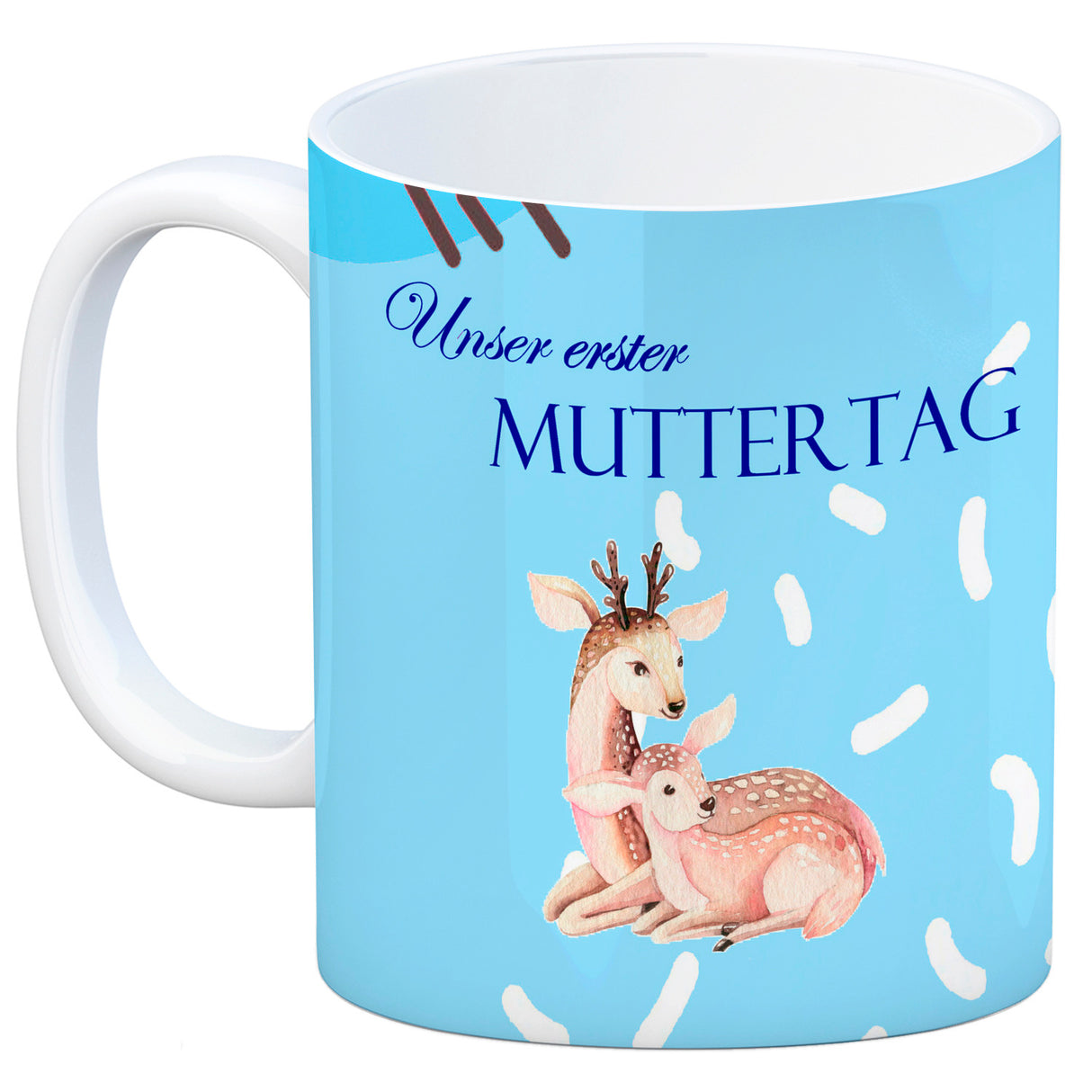 Nilpferd-Kaffeebecher zu ersten Muttertag mit Mama und Baby in rosa