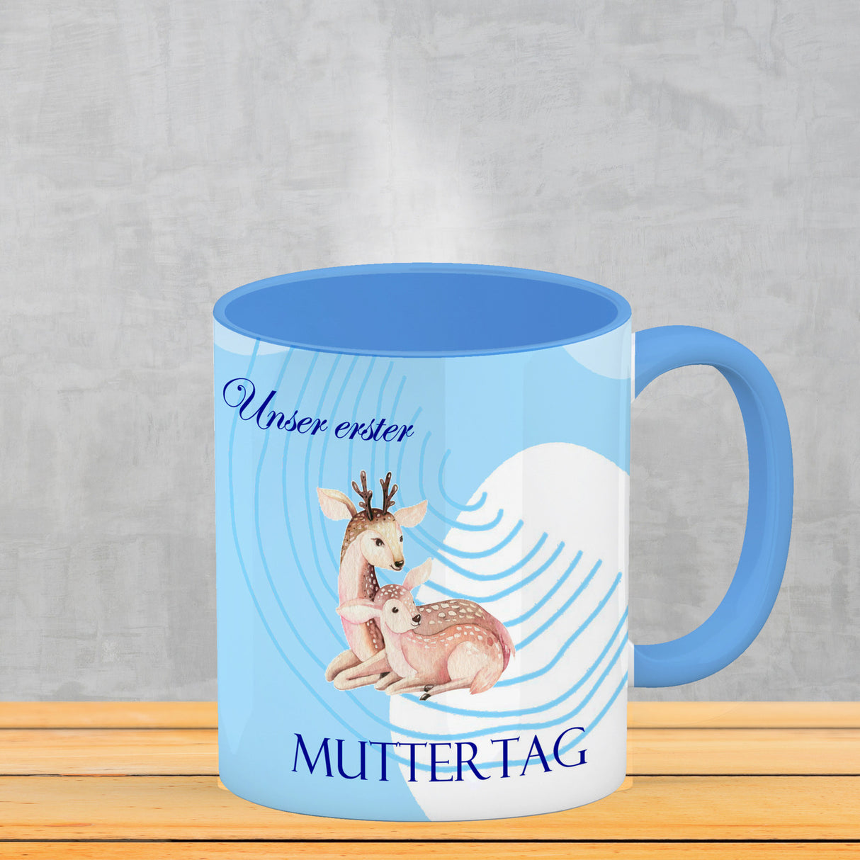 Nilpferd-Kaffeebecher zu ersten Muttertag mit Mama und Baby in rosa