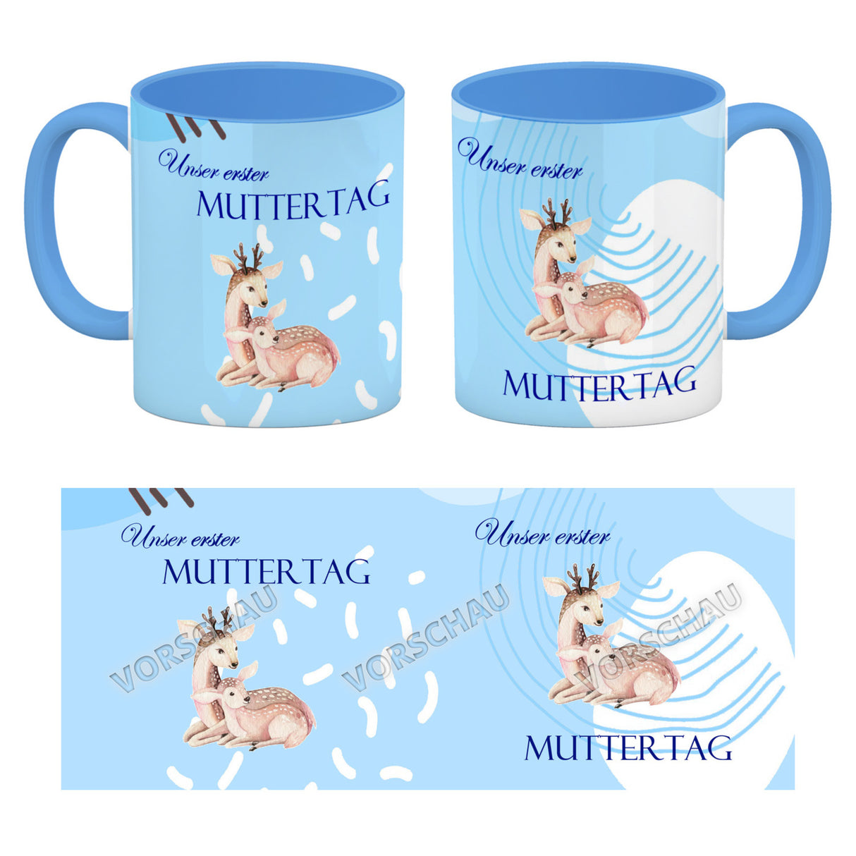 Nilpferd-Kaffeebecher zu ersten Muttertag mit Mama und Baby in rosa