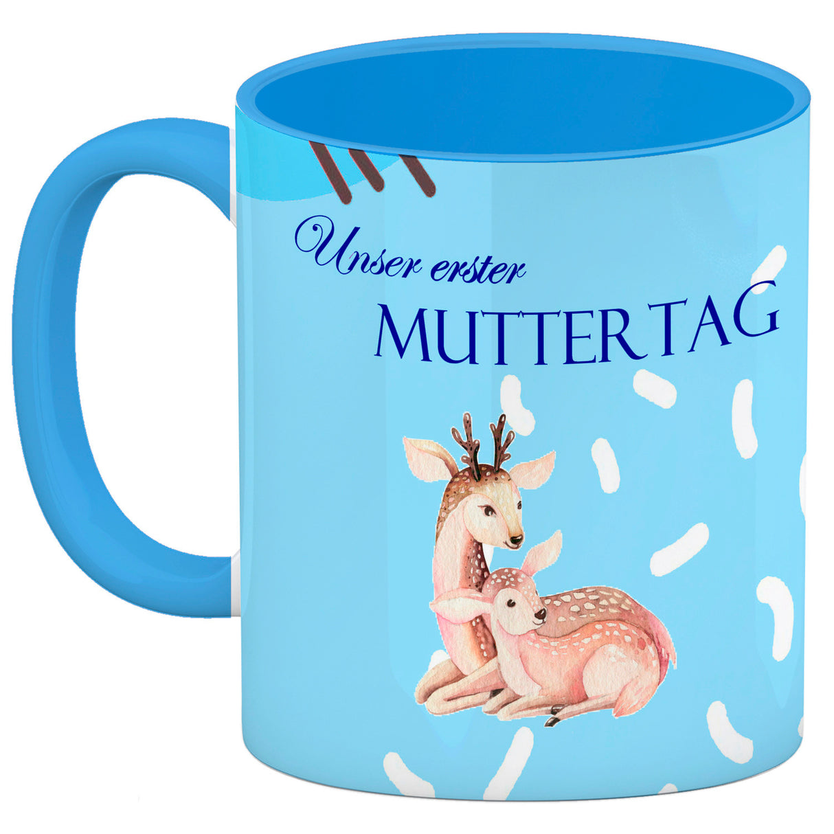 Nilpferd-Kaffeebecher zu ersten Muttertag mit Mama und Baby in rosa