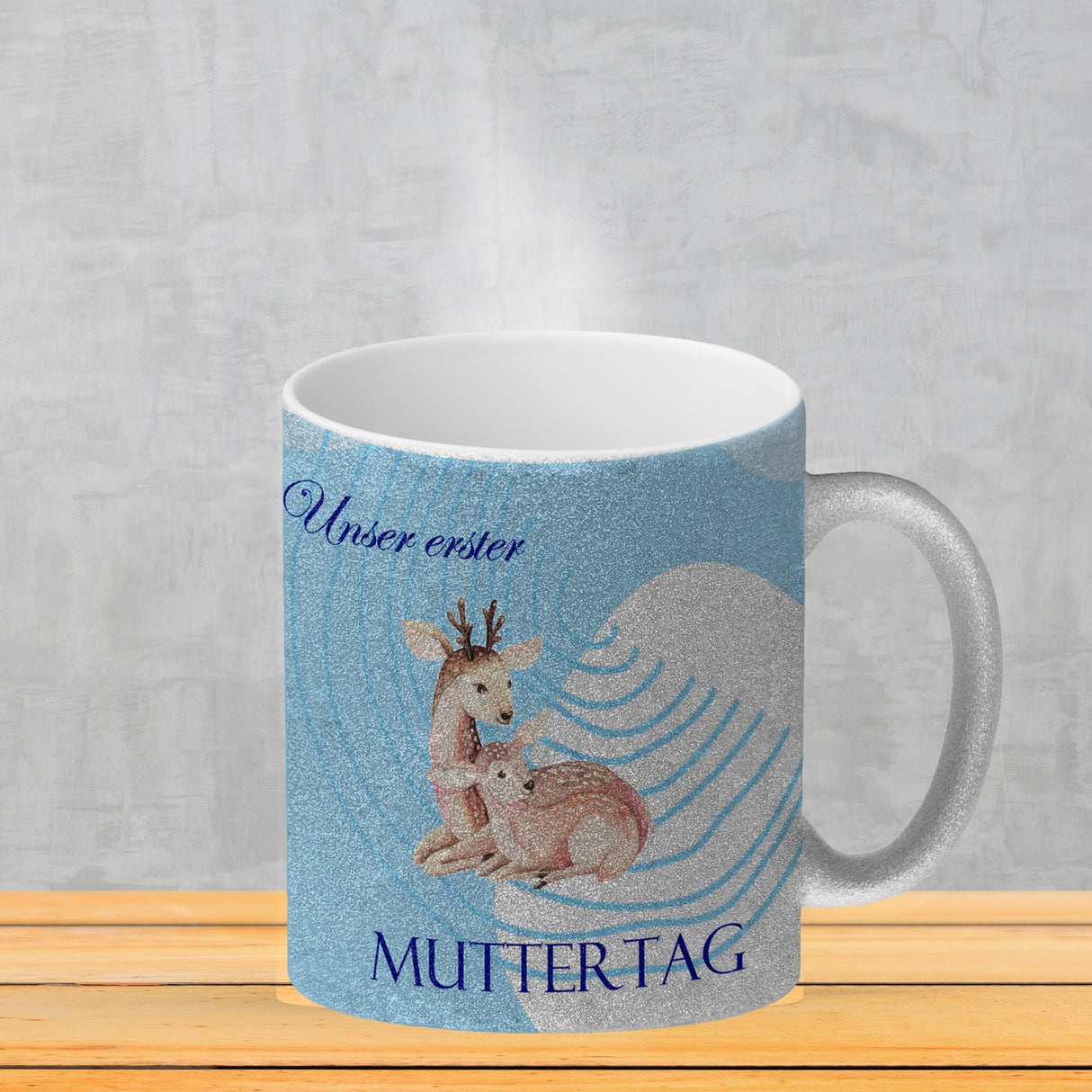 Nilpferd-Kaffeebecher zu ersten Muttertag mit Mama und Baby in rosa