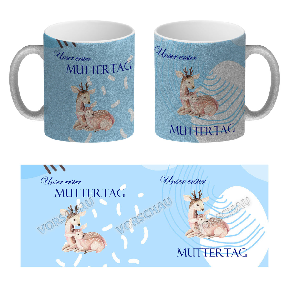 Nilpferd-Kaffeebecher zu ersten Muttertag mit Mama und Baby in rosa