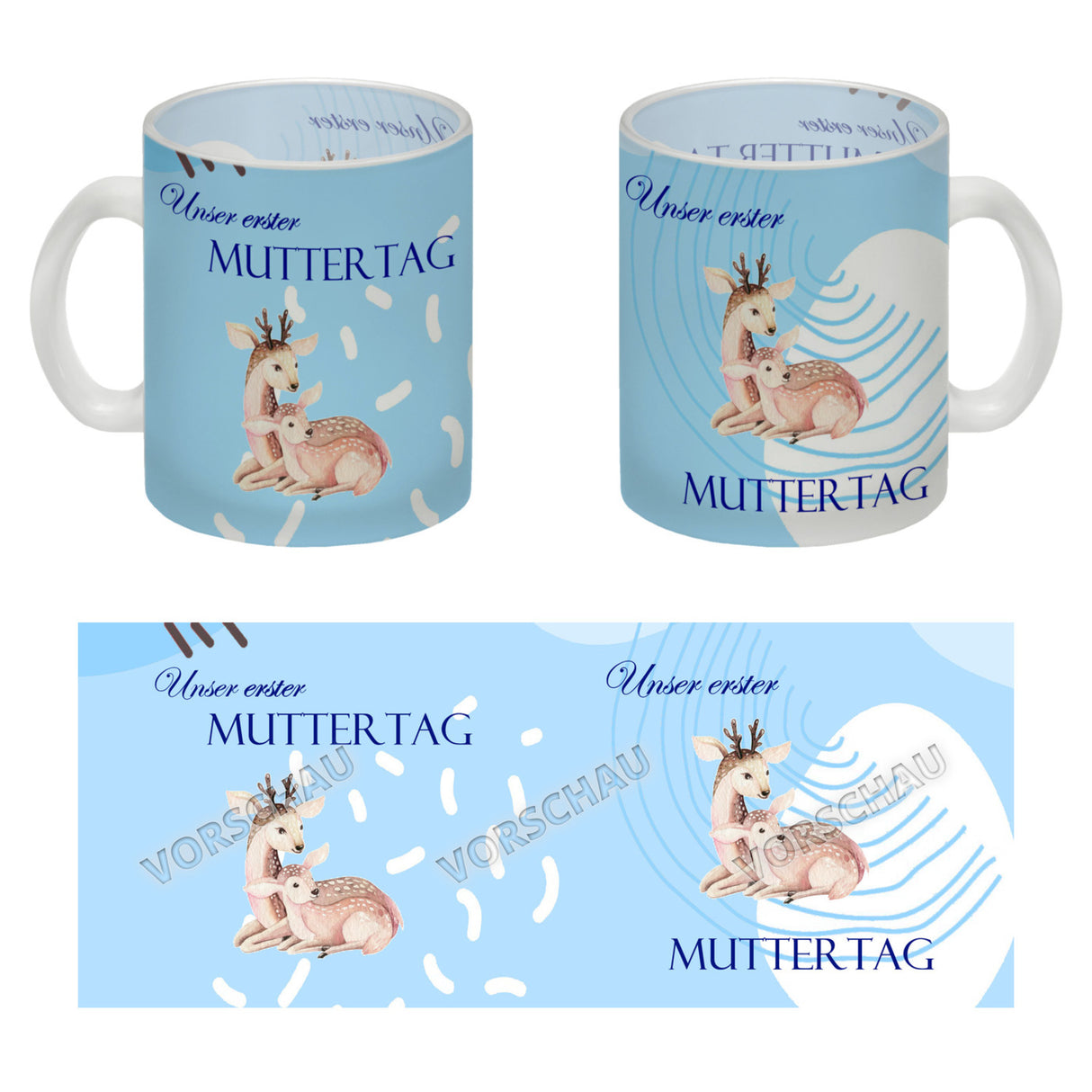 Nilpferd-Kaffeebecher zu ersten Muttertag mit Mama und Baby in rosa