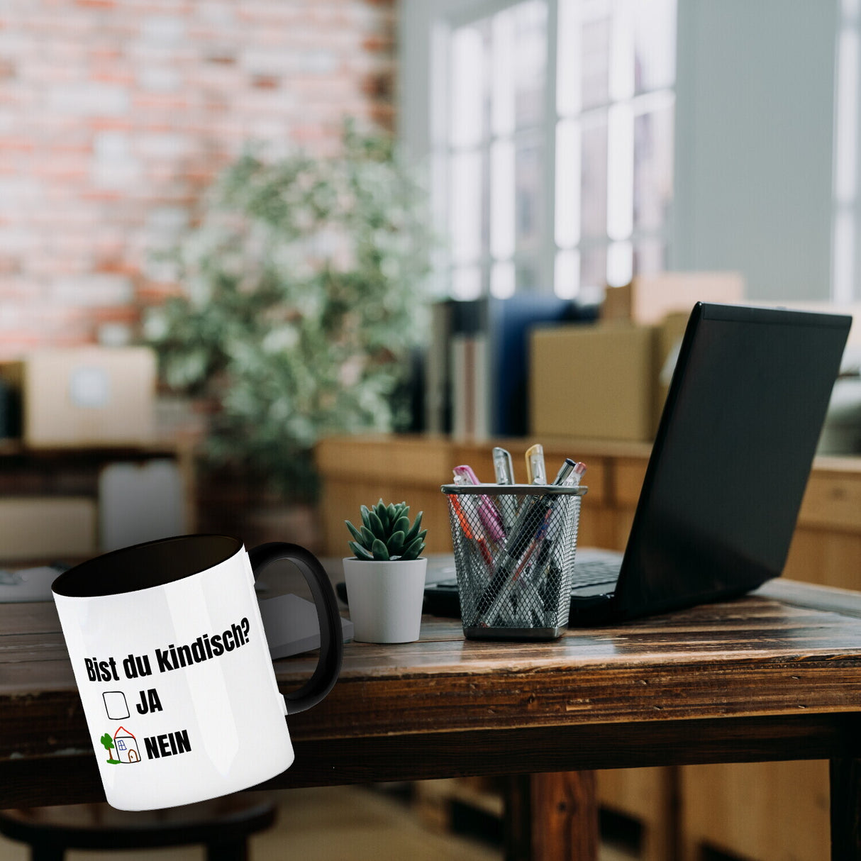 Kaffeebecher Bist du kindisch mit Häuschen - Tasse