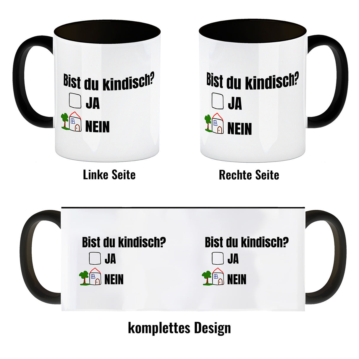 Kaffeebecher Bist du kindisch mit Häuschen - Tasse