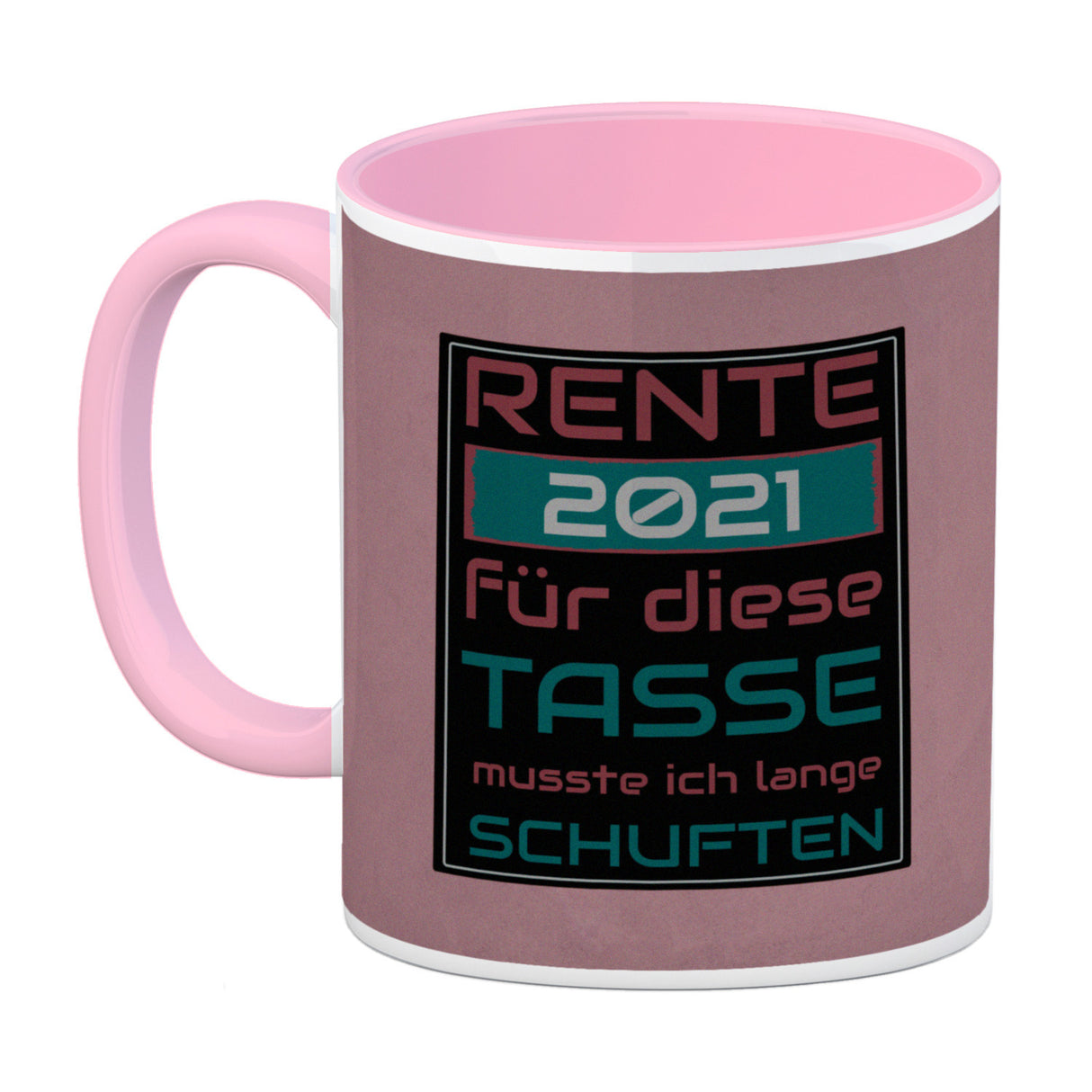 Rente Kaffeebecher - dafür musste ich lange arbeiten - Vintage Tasse bedruckt im retro Stil mit Rentner Spruch - spülmaschinenfest und mikrowellengeeignet bei 330ml Inhalt