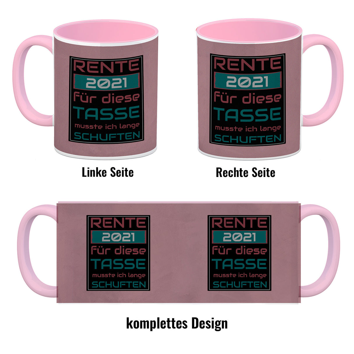 Rente Kaffeebecher - dafür musste ich lange arbeiten - Vintage Tasse bedruckt im retro Stil mit Rentner Spruch - spülmaschinenfest und mikrowellengeeignet bei 330ml Inhalt