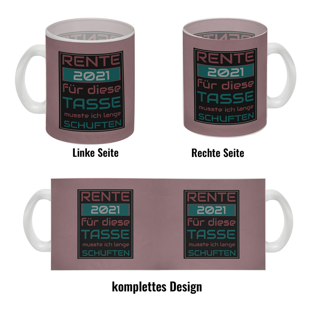 Rente Kaffeebecher - dafür musste ich lange arbeiten - Vintage Tasse bedruckt im retro Stil mit Rentner Spruch - spülmaschinenfest und mikrowellengeeignet bei 330ml Inhalt