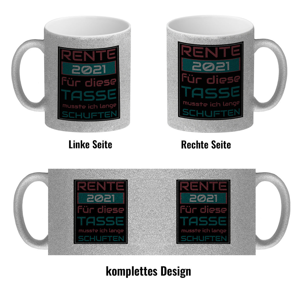 Rente 2021 Kaffeebecher - dafür musste ich lange arbeiten - Vintage Tasse bedruckt