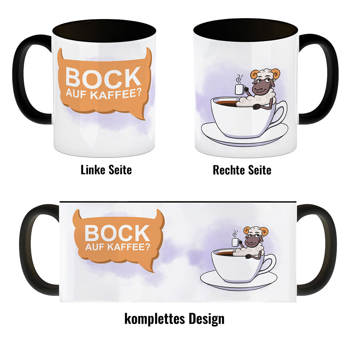 Bock auf Kaffee? Kaffeebecher mit lustigem Schafsbock