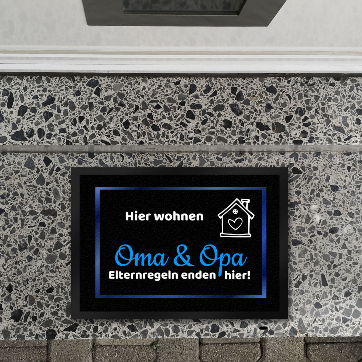 Hier wohnen Opa und Oma Fußmatte - Elternregeln enden hier mit Herz