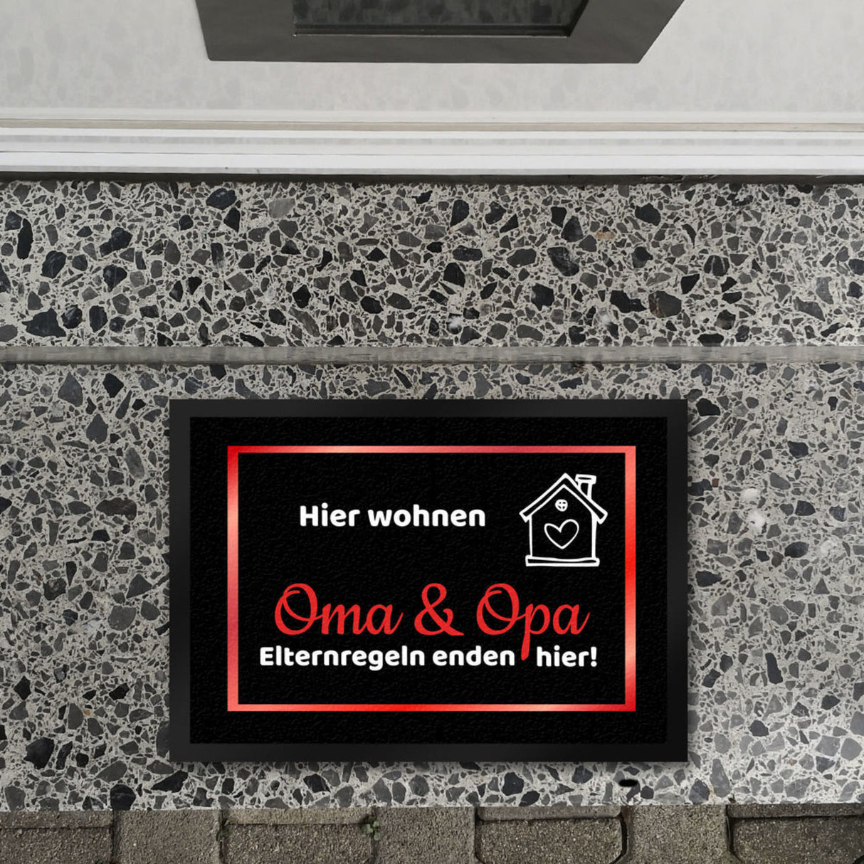 Hier wohnen Opa und Oma Fußmatte - Elternregeln enden hier mit Herz