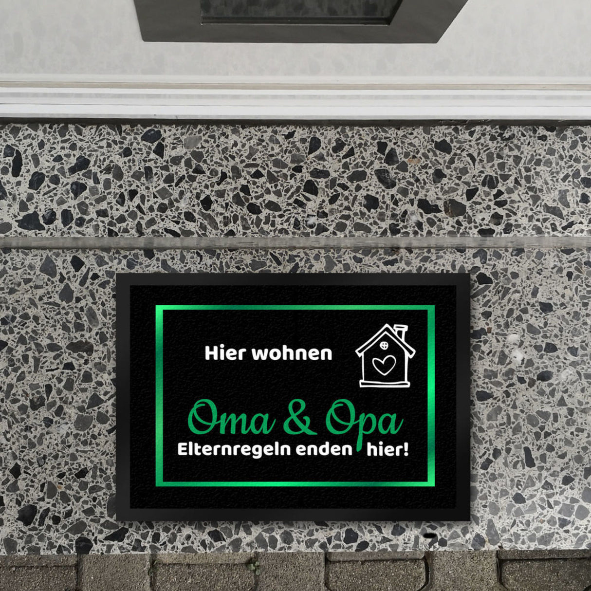 Hier wohnen Opa und Oma Fußmatte - Elternregeln enden hier mit Herz
