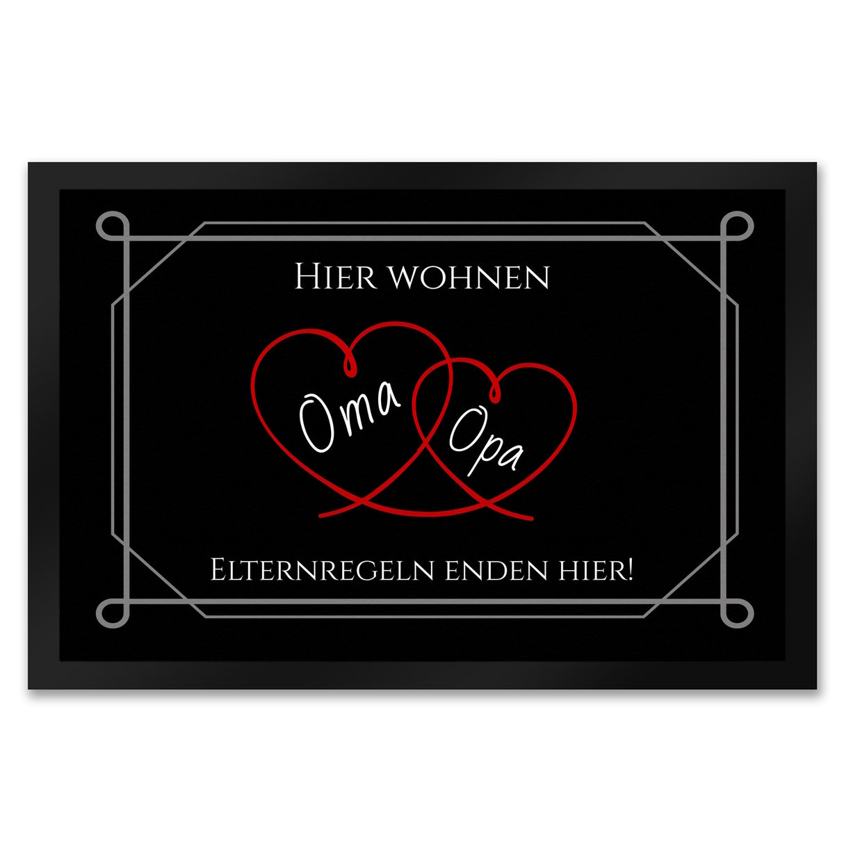 Hier wohnen Opa und Oma Fußmatte - Elternregeln enden hier mit Herz