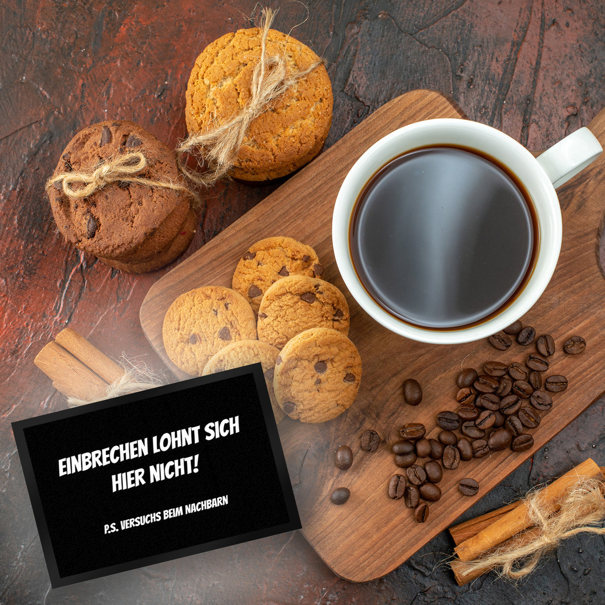 Fussmatte Zutritt auf eigene Gefahr mit lustigem Spruch schwarz