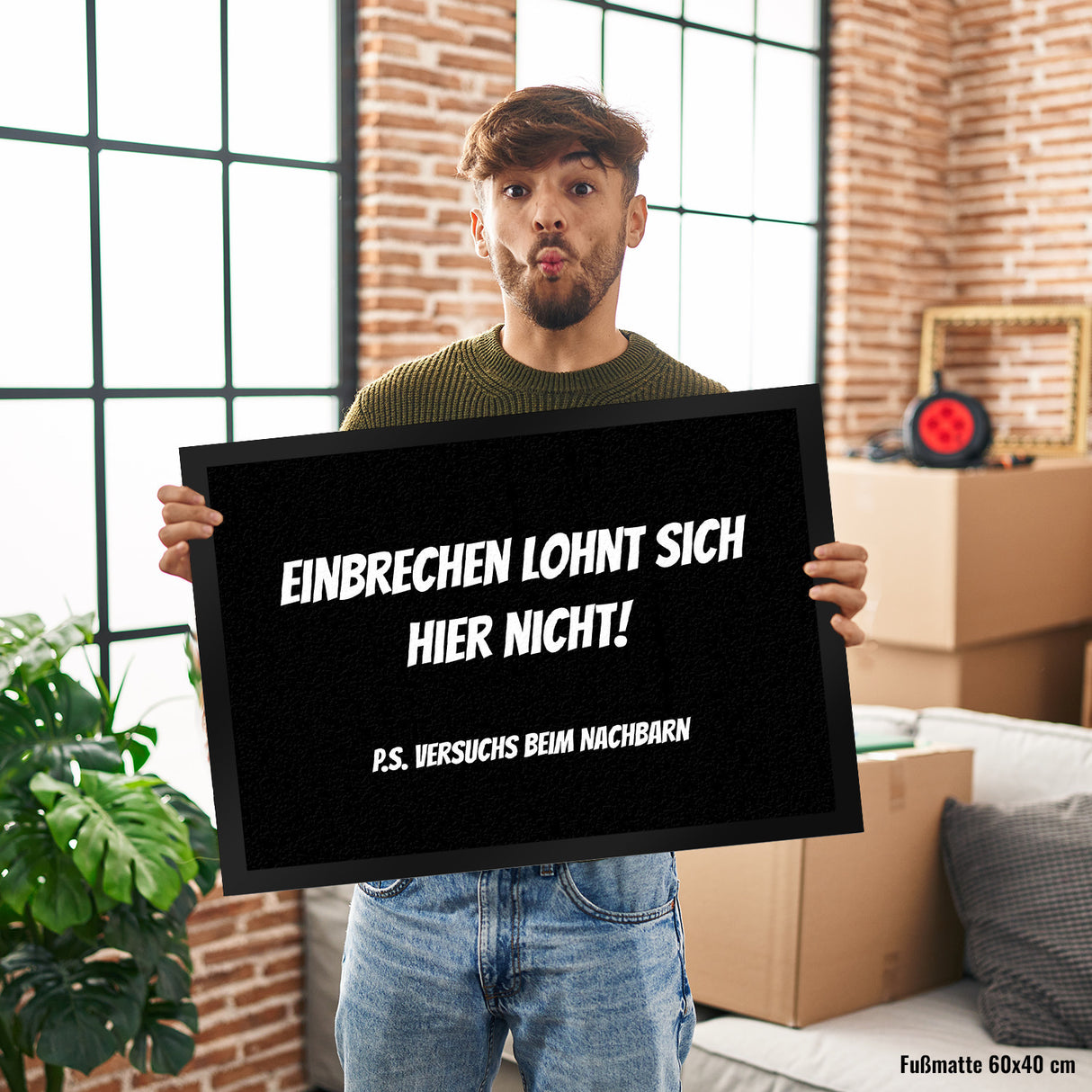 Fussmatte Zutritt auf eigene Gefahr mit lustigem Spruch schwarz