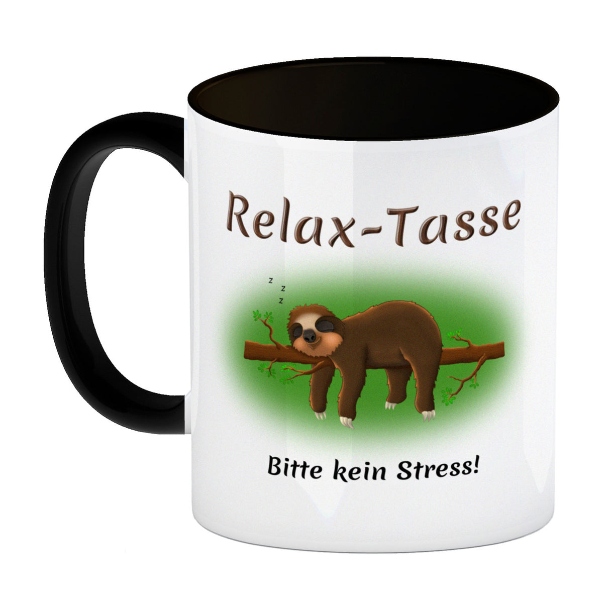 Kaffeebecher Relax-Tasse Bitte kein Stress mit schlafendem Faultier