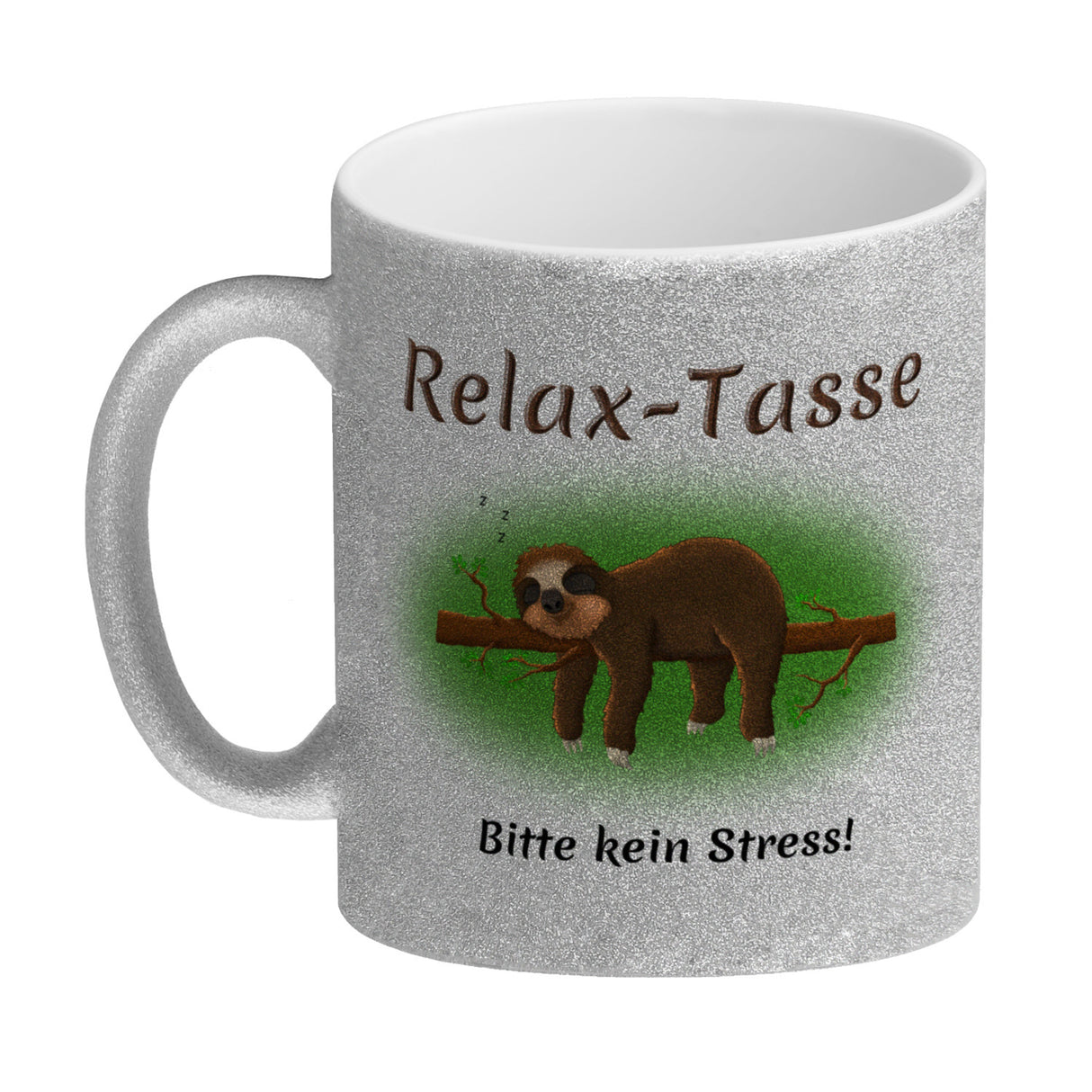 Kaffeebecher Relax-Tasse Bitte kein Stress mit schlafendem Faultier