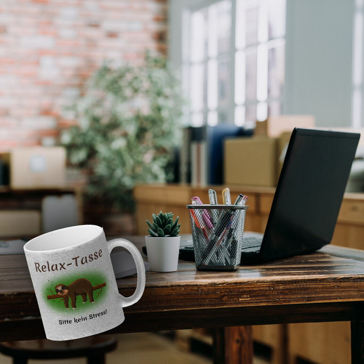 Kaffeebecher Relax-Tasse Bitte kein Stress mit schlafendem Faultier