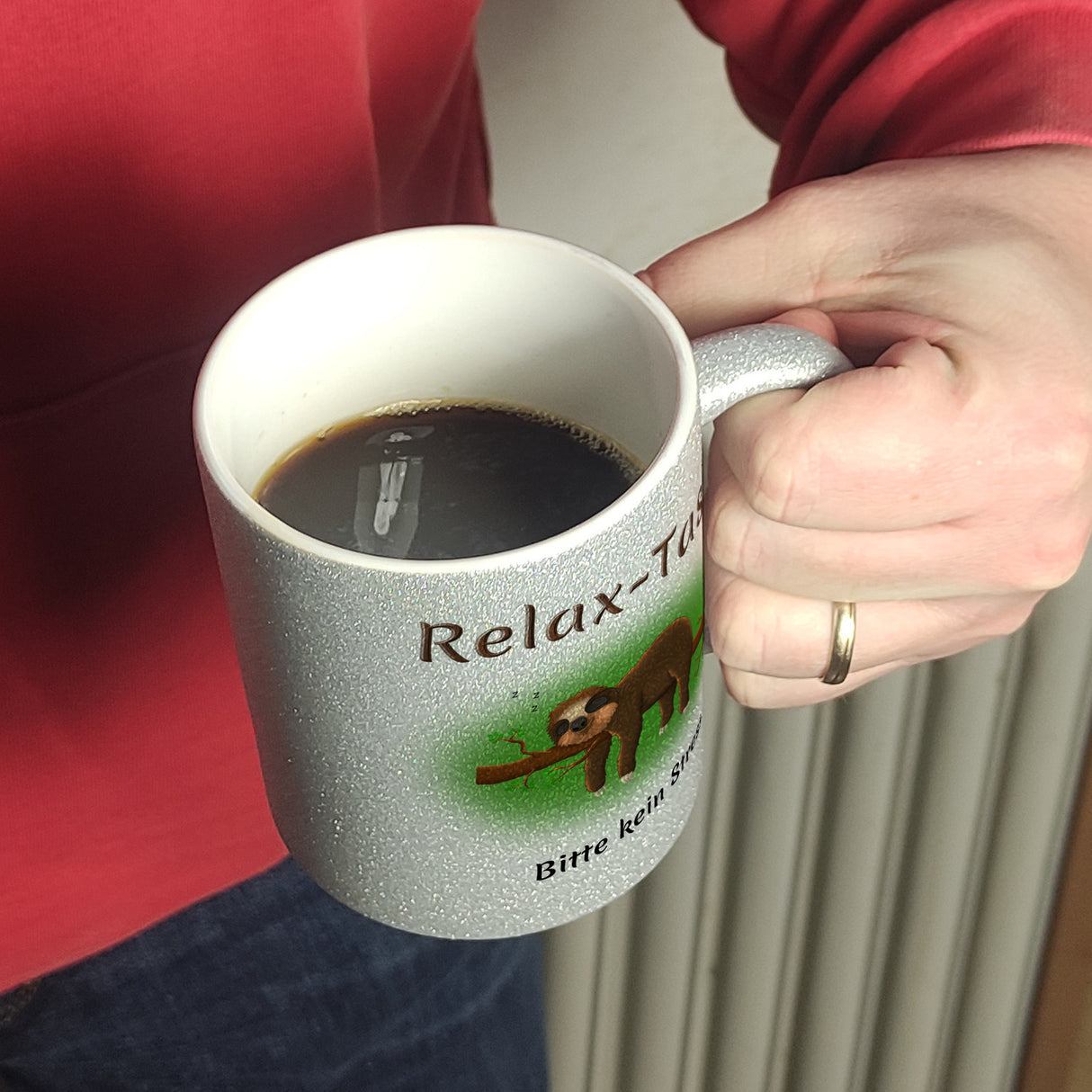Kaffeebecher Relax-Tasse Bitte kein Stress mit schlafendem Faultier