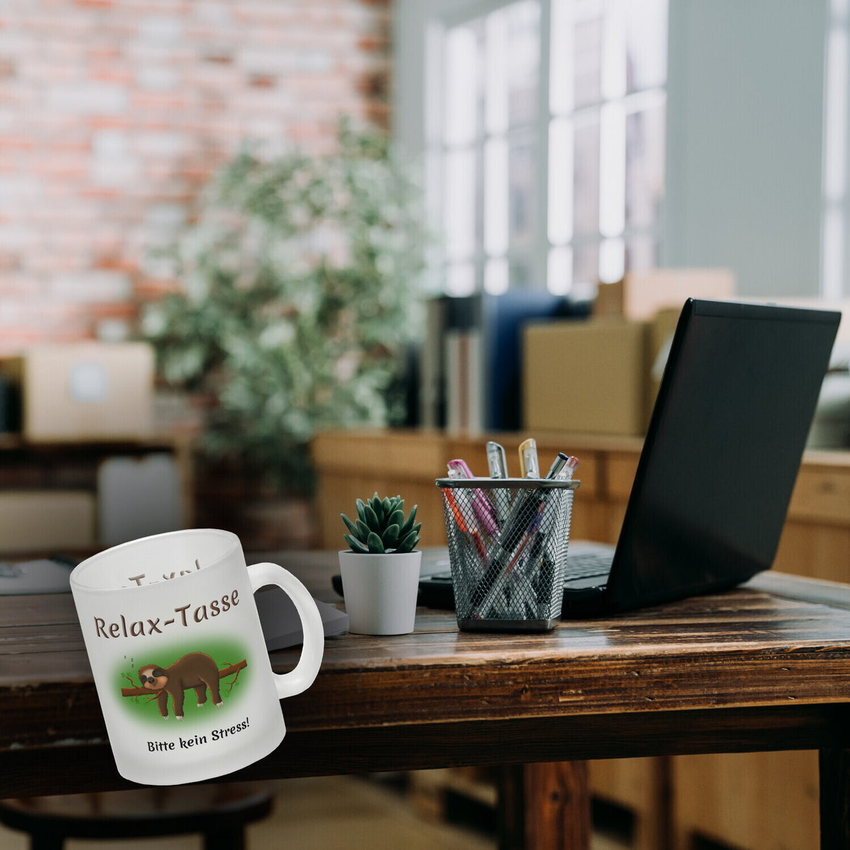 Kaffeebecher Relax-Tasse Bitte kein Stress mit schlafendem Faultier