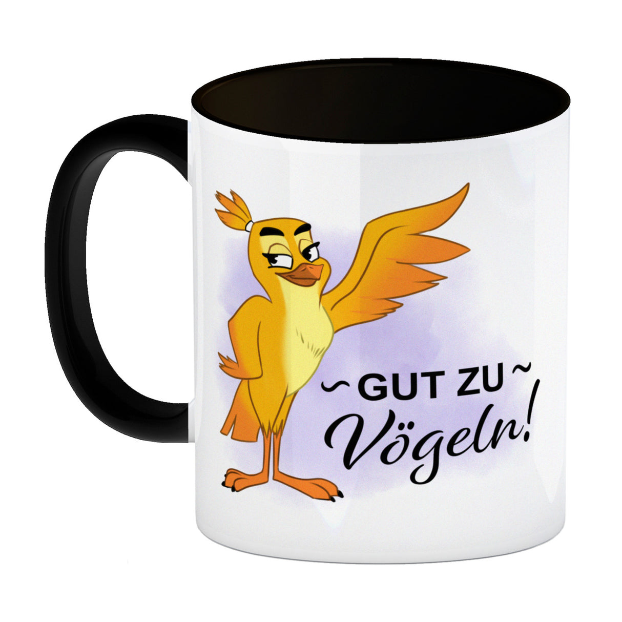 Gut zu Vögeln Kaffeebecher mit lustigem Vögelchen und Spruch