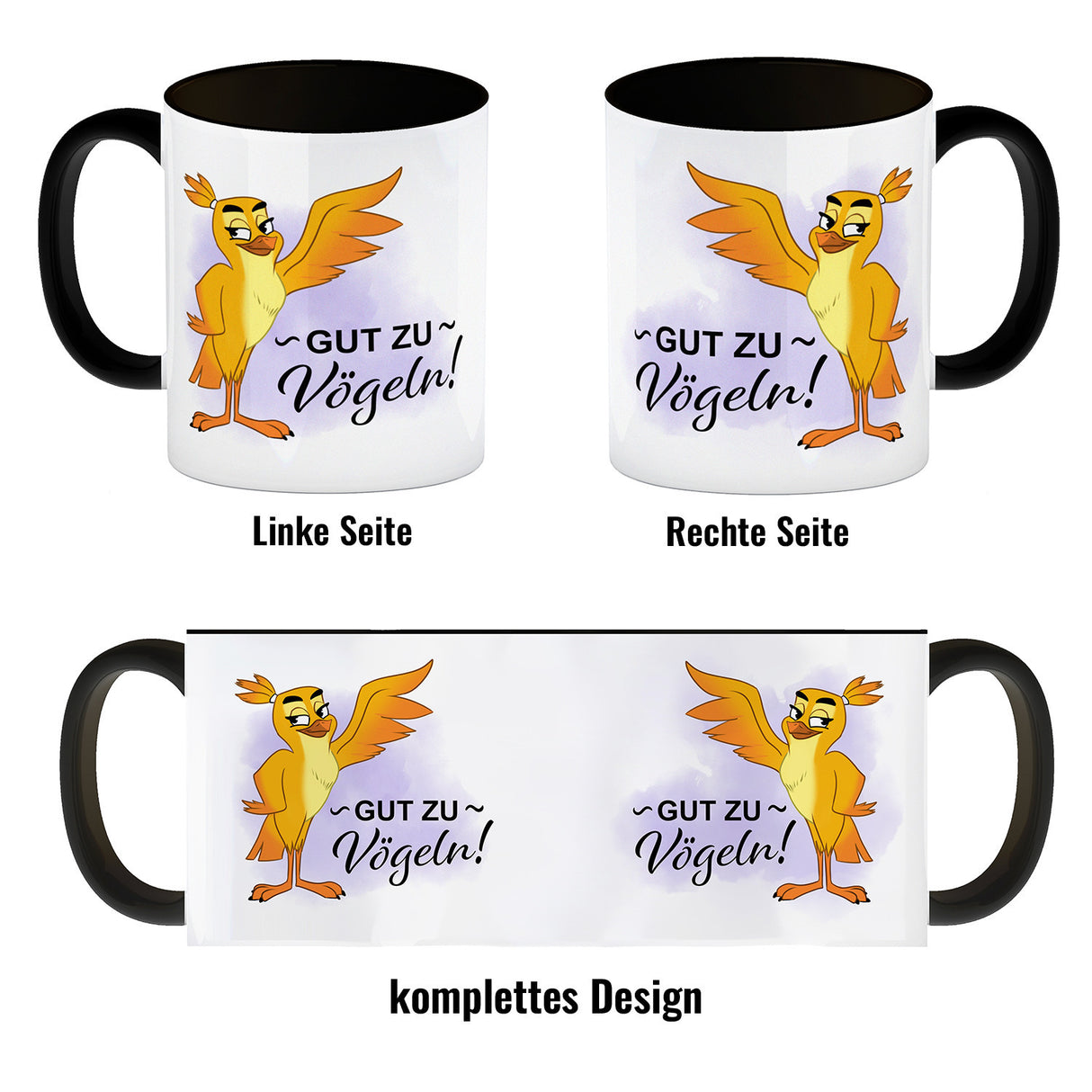 Gut zu Vögeln Kaffeebecher mit lustigem Vögelchen und Spruch