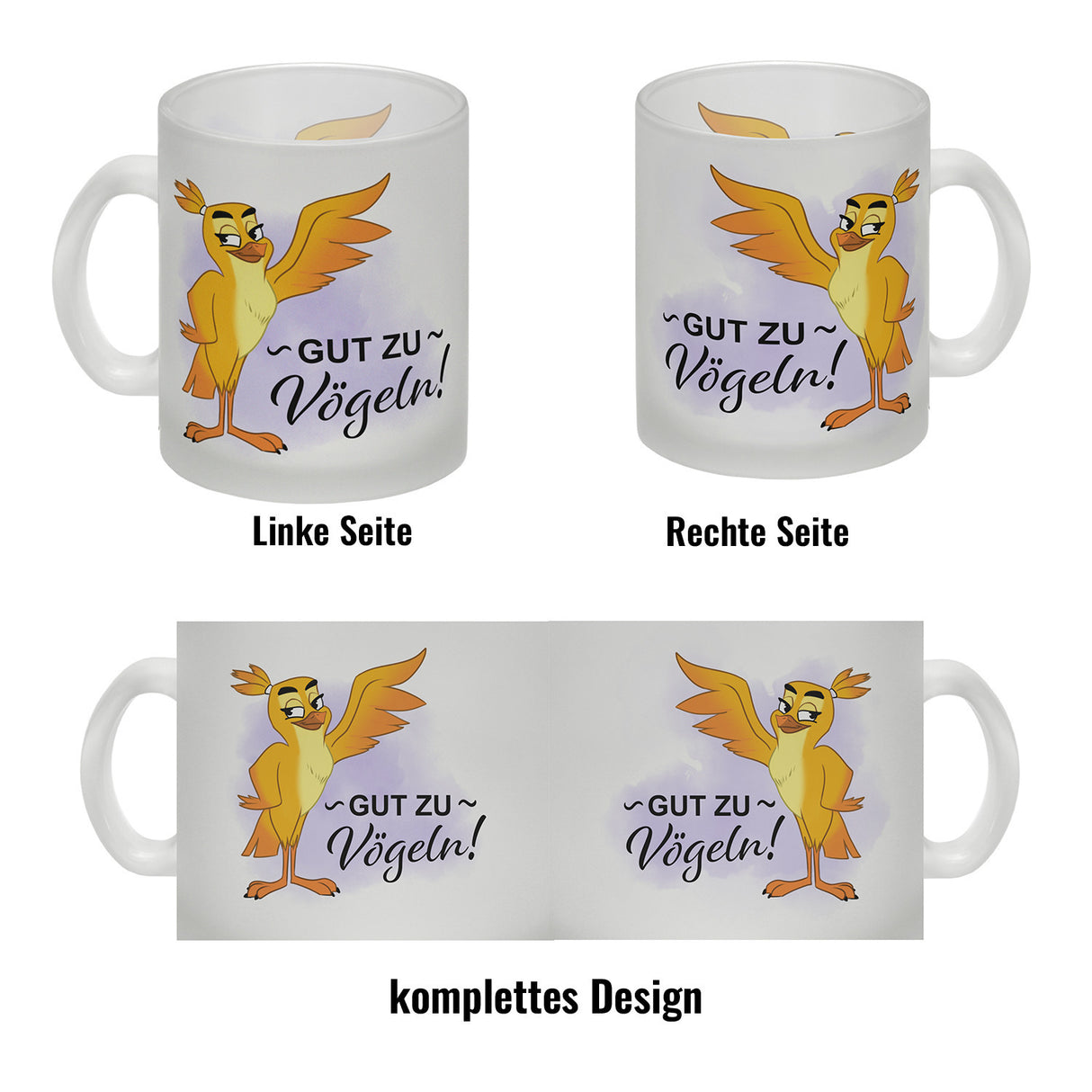 Gut zu Vögeln Kaffeebecher mit lustigem Vögelchen und Spruch