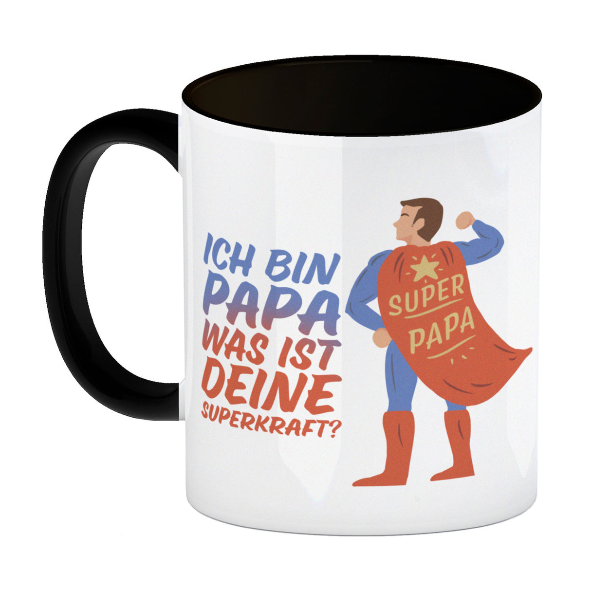 Ich bin Papa was ist deine Superkraft Kaffeebecher mit Superheldmotiv
