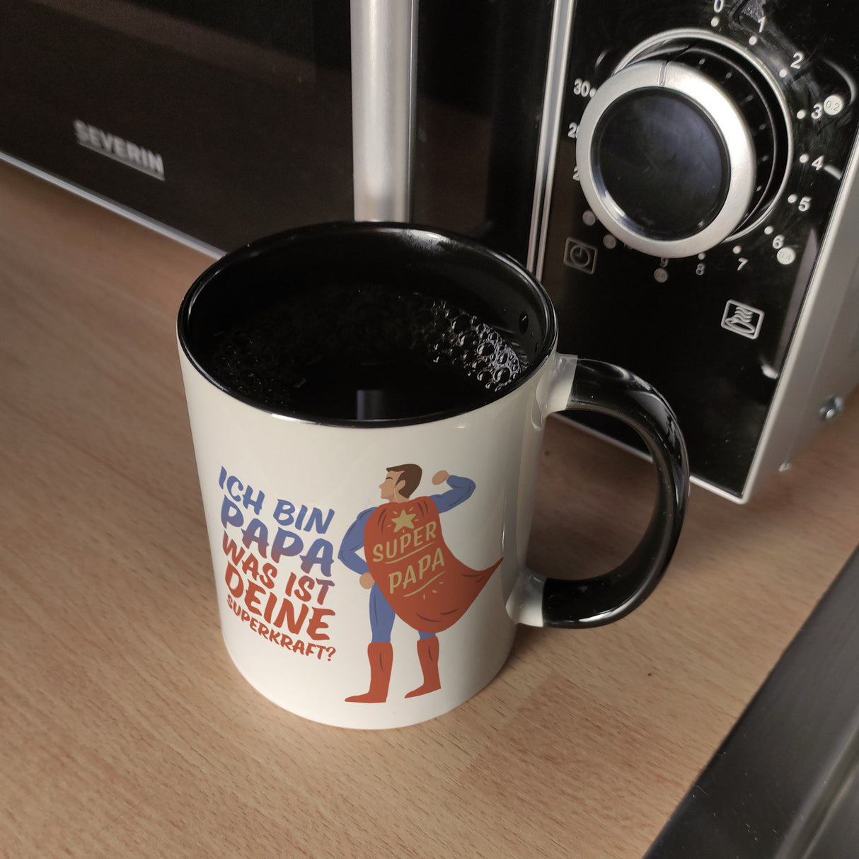 Ich bin Papa was ist deine Superkraft Kaffeebecher mit Superheldmotiv