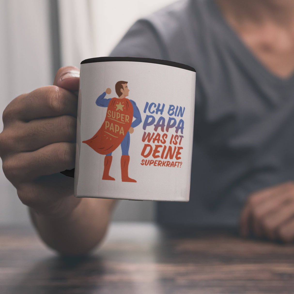 Ich bin Papa was ist deine Superkraft Kaffeebecher mit Superheldmotiv