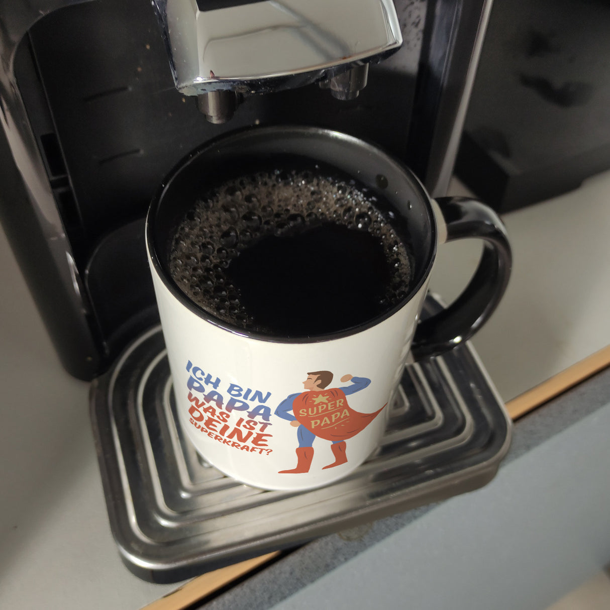 Ich bin Papa was ist deine Superkraft Kaffeebecher mit Superheldmotiv
