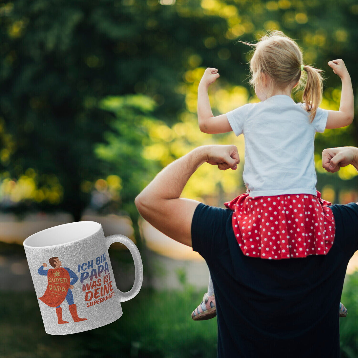 Ich bin Papa was ist deine Superkraft Kaffeebecher mit Superheldmotiv