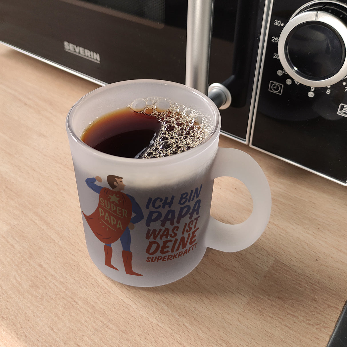 Ich bin Papa was ist deine Superkraft Kaffeebecher mit Superheldmotiv