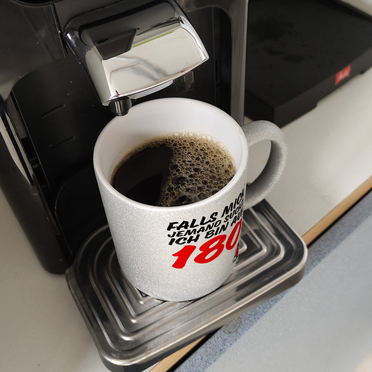 Falls mich jemand sucht: Ich bin auf 180 Kaffeebecher mit lustigem Spruch und Cartoon