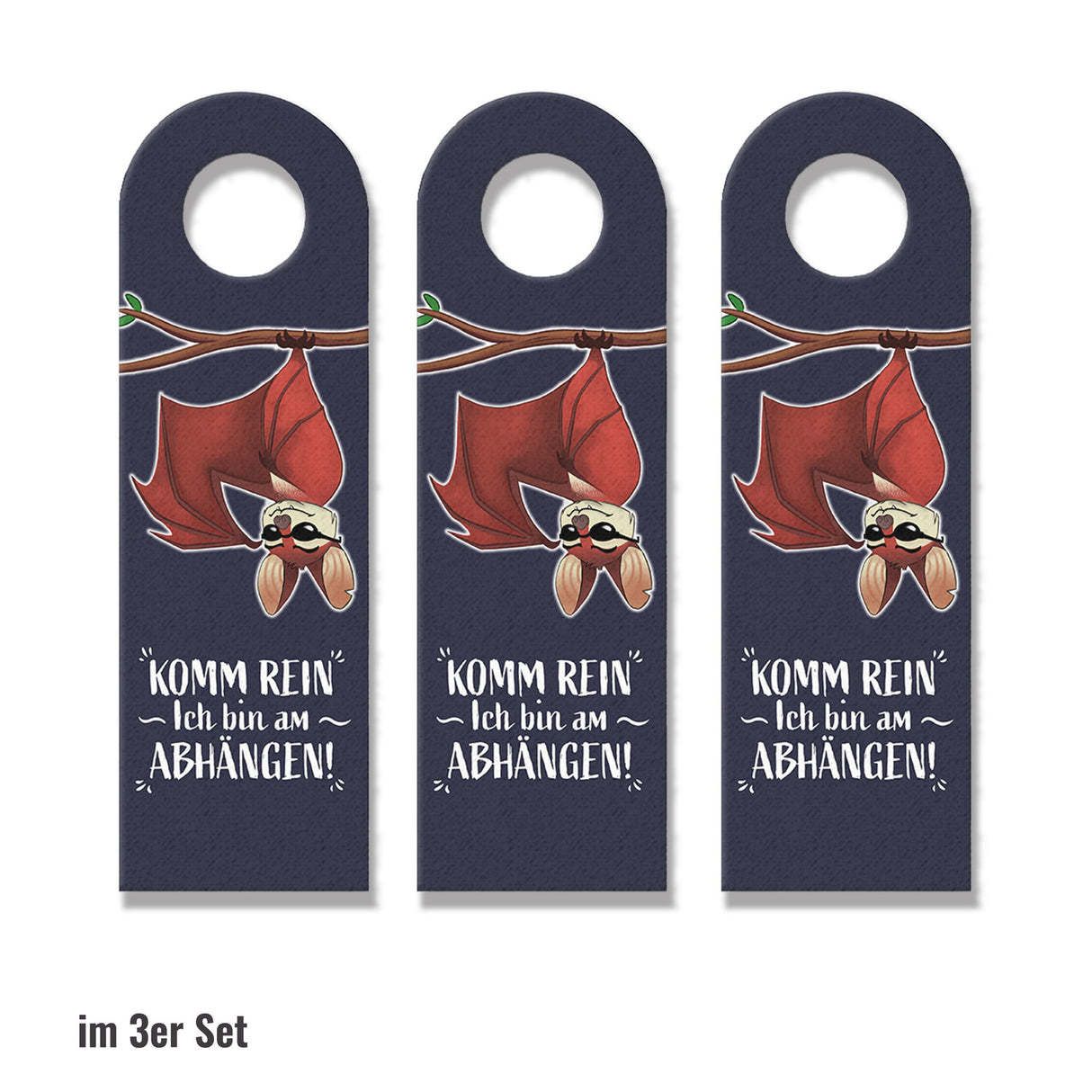 Komm rein ich bin am abhängen oder Fledermaus macht Mittagsschlaf Türhänger mit lustiger Fledermaus