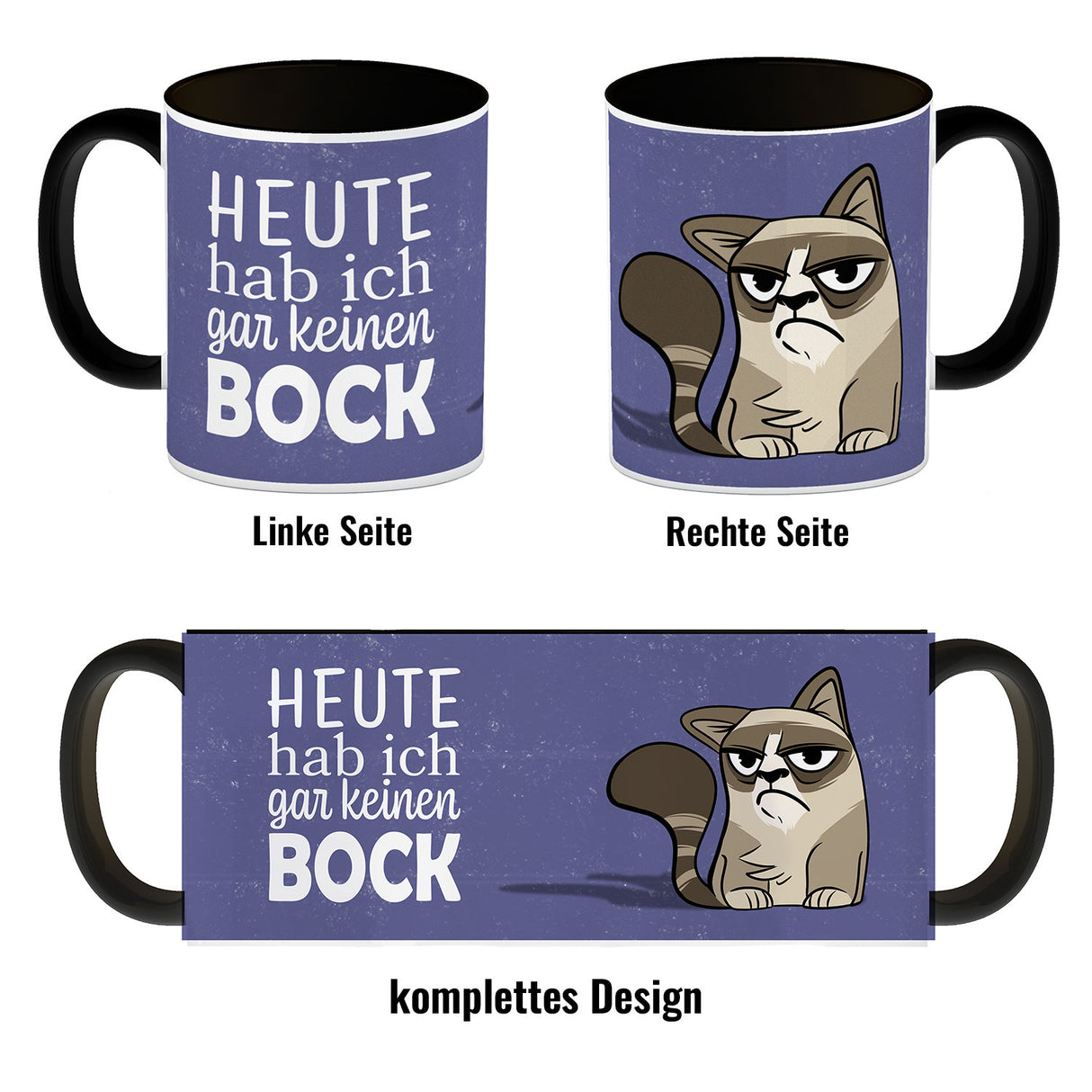 Heute hab ich gar keinen Bock Kaffeebecher mit der lustigen grummeligen Katze