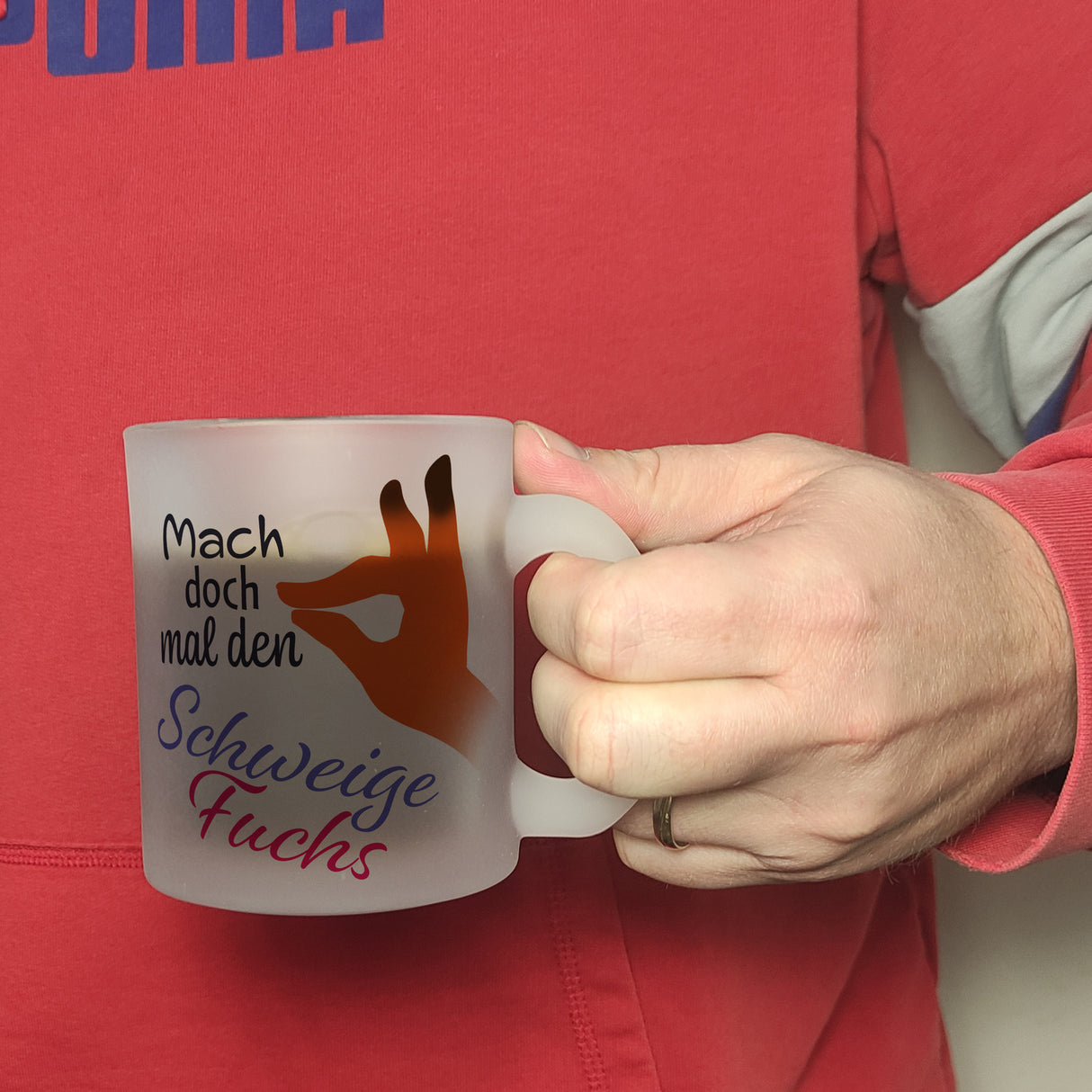 Mach doch mal den Schweigefuchs Kaffeebecher mit lustigem Schweigefuchs Motiv
