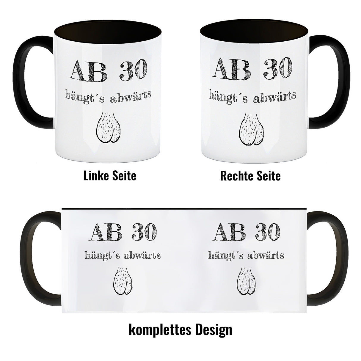 Ab 30 hängt´s abwärts Kaffeebecher
