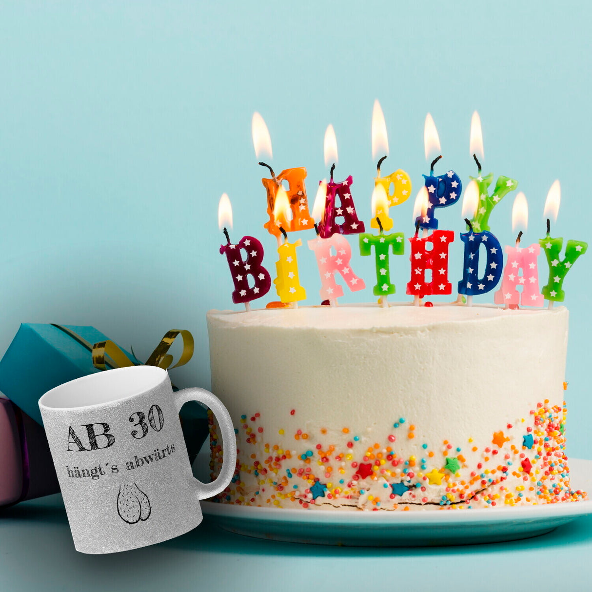 Ab 30 hängt´s abwärts Kaffeebecher