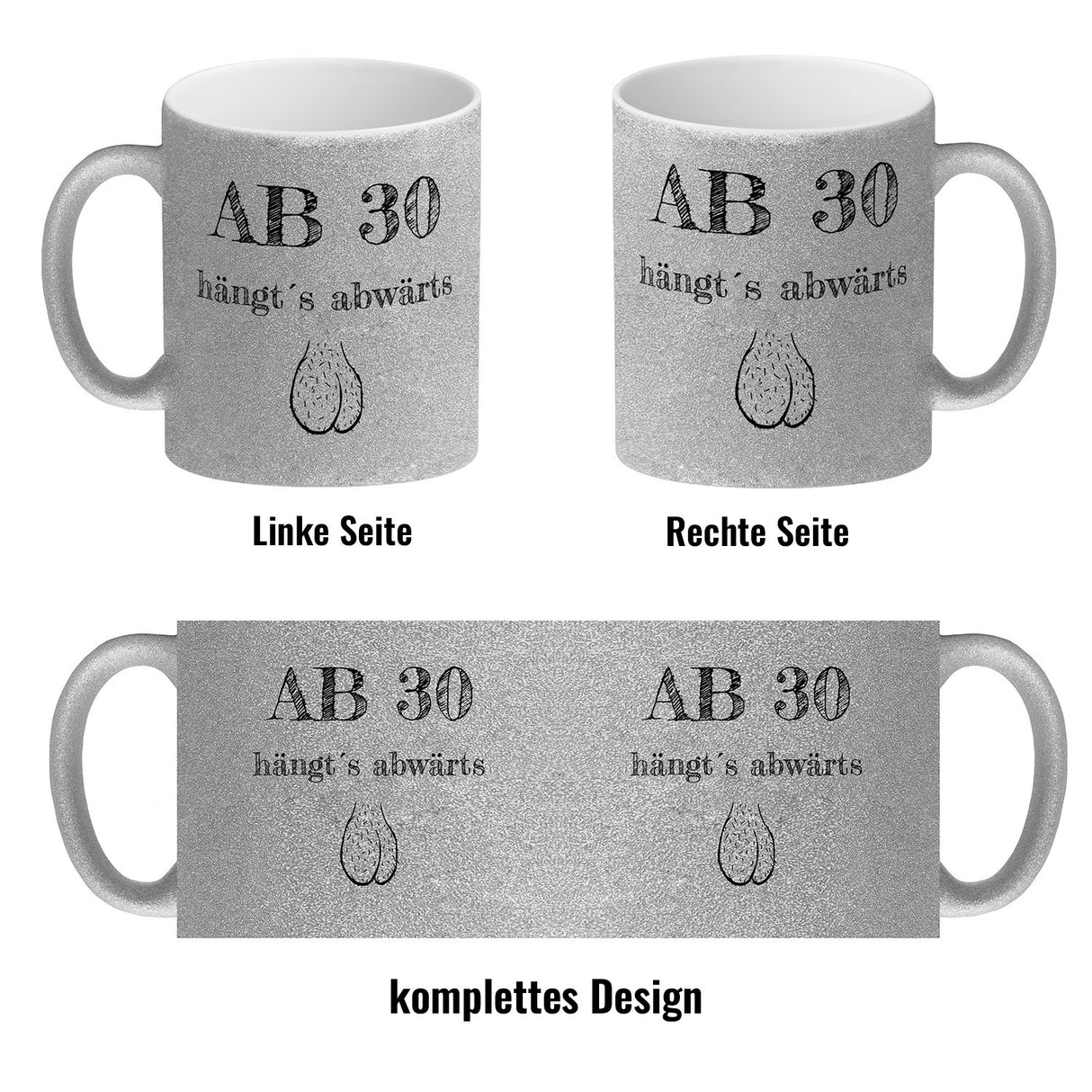 Ab 30 hängt´s abwärts Kaffeebecher