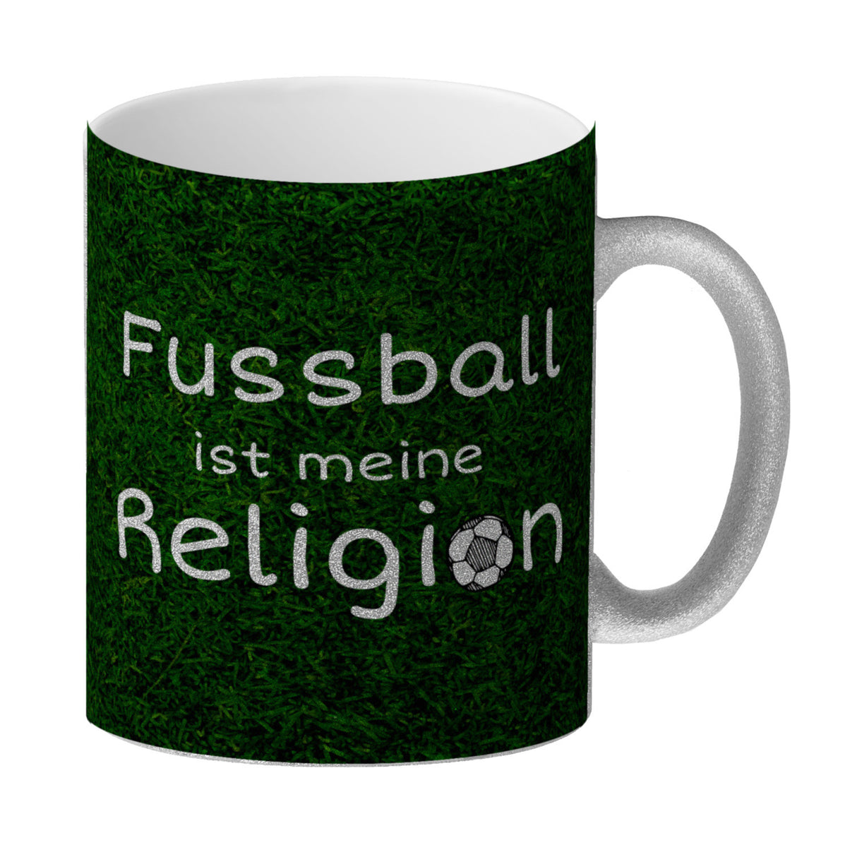 Fussball ist meine Religion Kaffeebecher mit Fussballmotiv