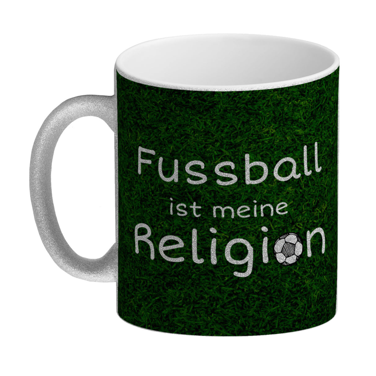 Fussball ist meine Religion Kaffeebecher mit Fussballmotiv
