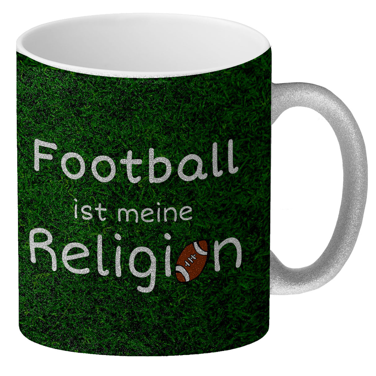 Fussball ist meine Religion Kaffeebecher mit Fussballmotiv