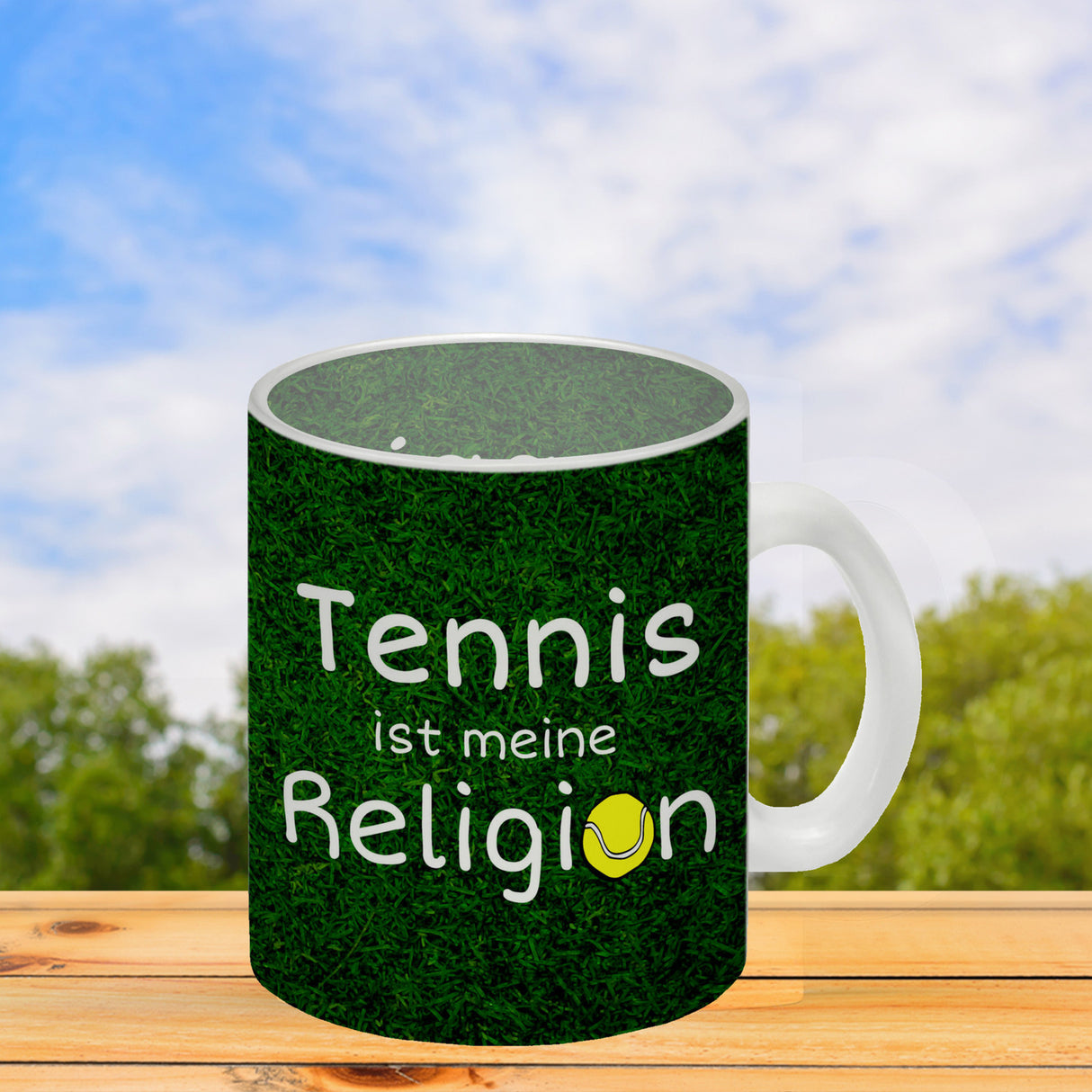 Fussball ist meine Religion Kaffeebecher mit Fussballmotiv