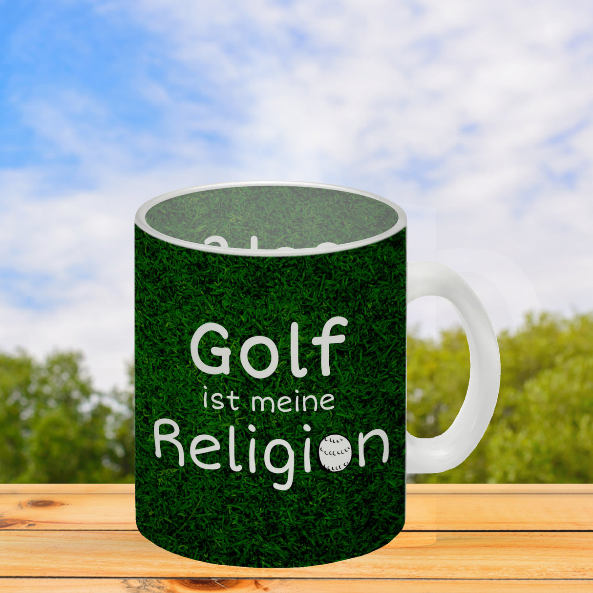 Fussball ist meine Religion Kaffeebecher mit Fussballmotiv