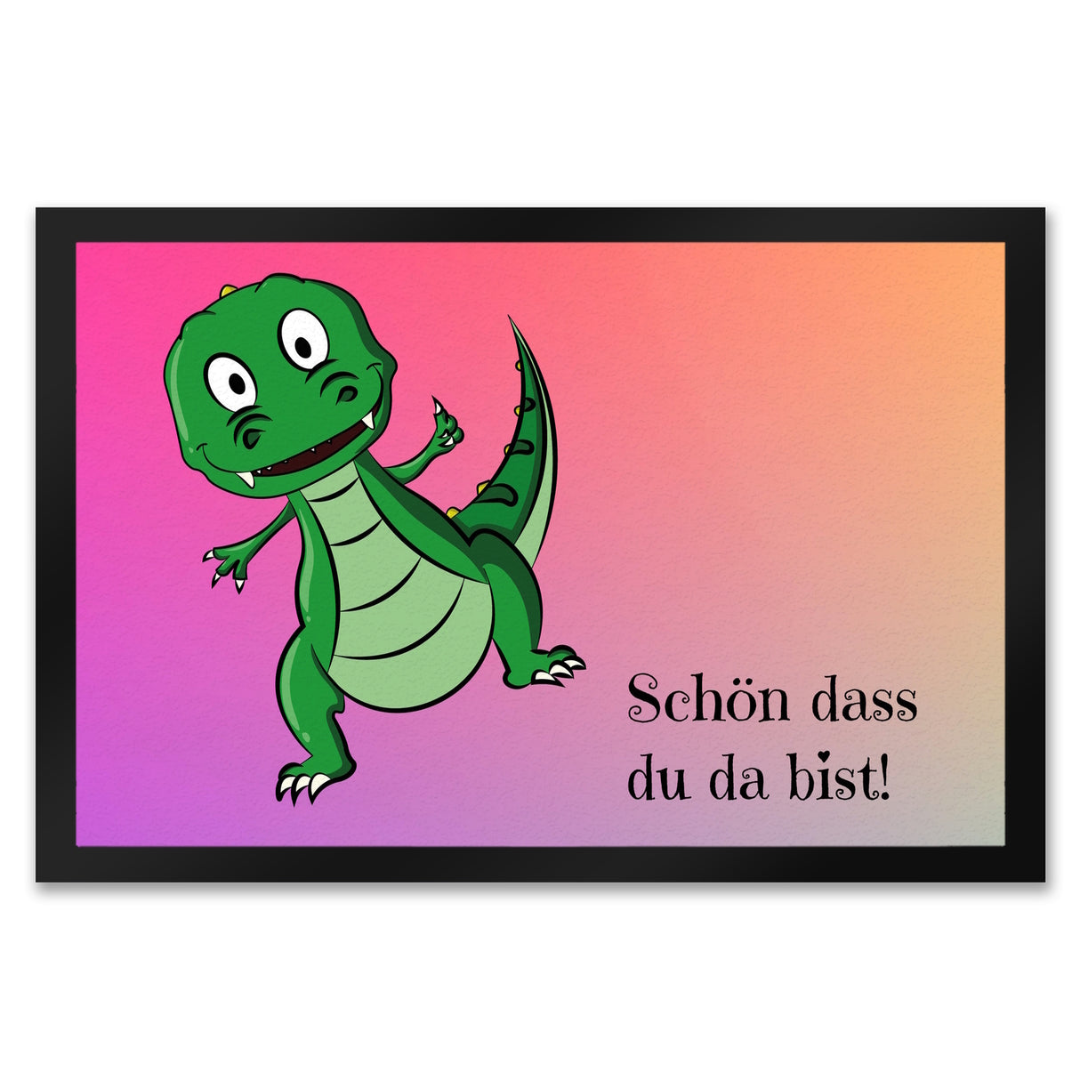 T-Rex Fußmatte in 35x50 cm mit Spruch Schön dass du da bist