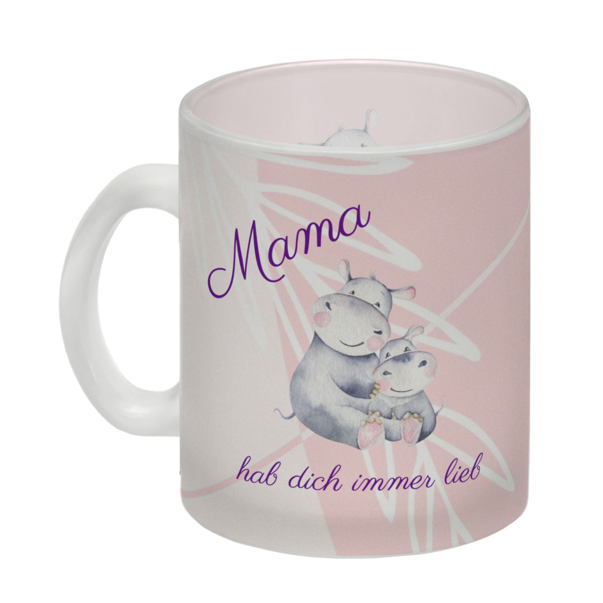Mama hab dich immer lieb Kaffeebecher mit niedlichem Nilpferd in rosa