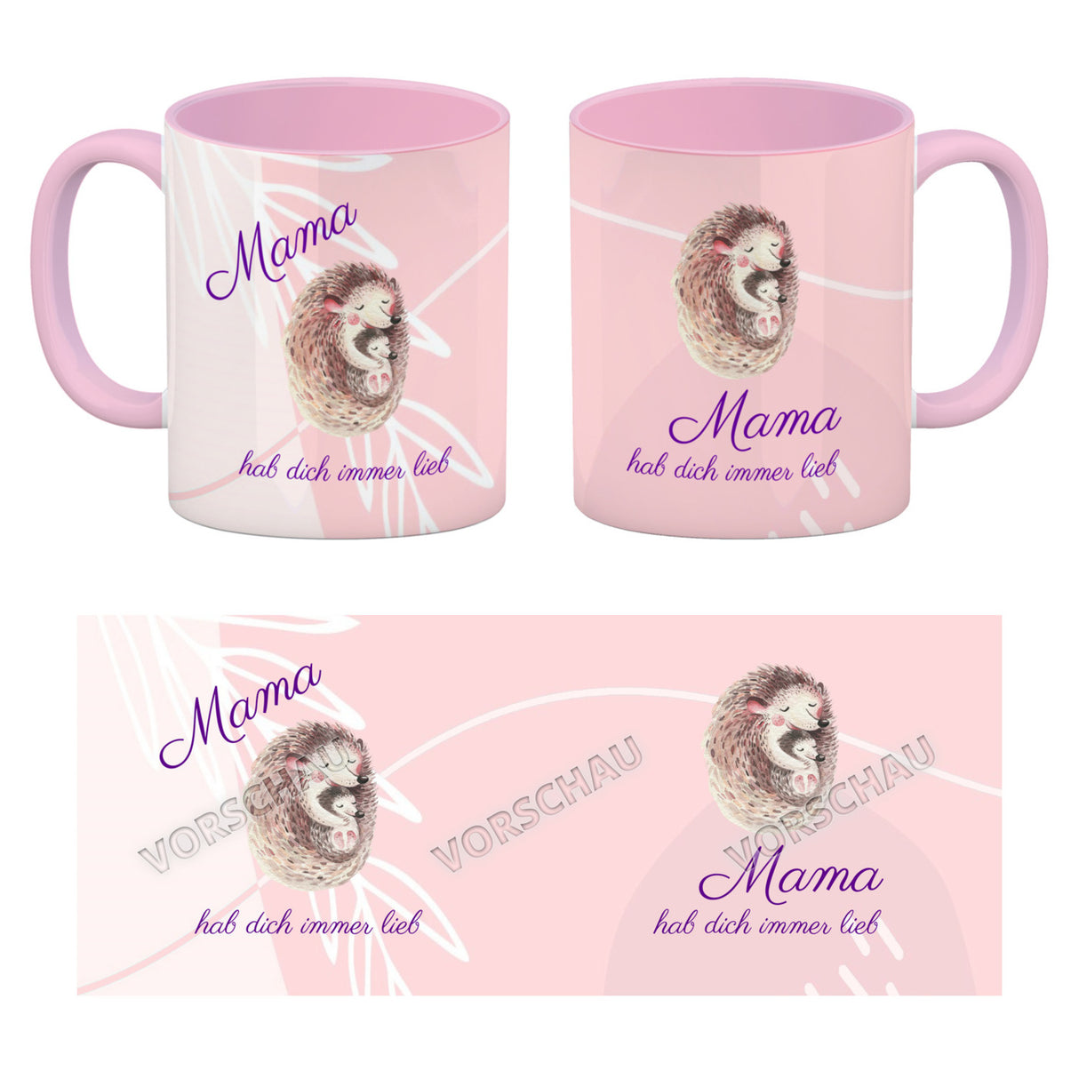 Mama hab dich immer lieb Kaffeebecher mit niedlichem Nilpferd in rosa